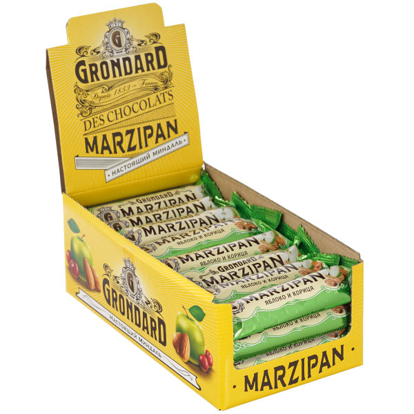 №1 TM Grondard     (9388) Батончики глазированные Марципановые Яблоко-Корица, (24шт по 50г)     в Салавате