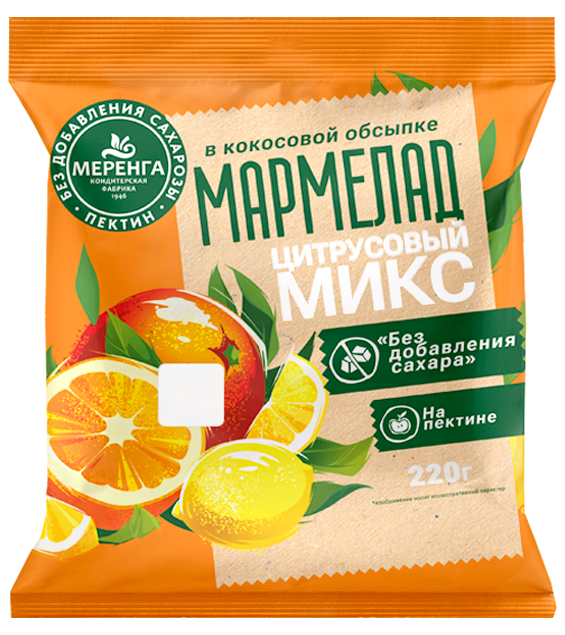 №1 Меренга Мармелад без сахара в кокосовой обсыпке Цитрусовый микс, 220г    в Салавате