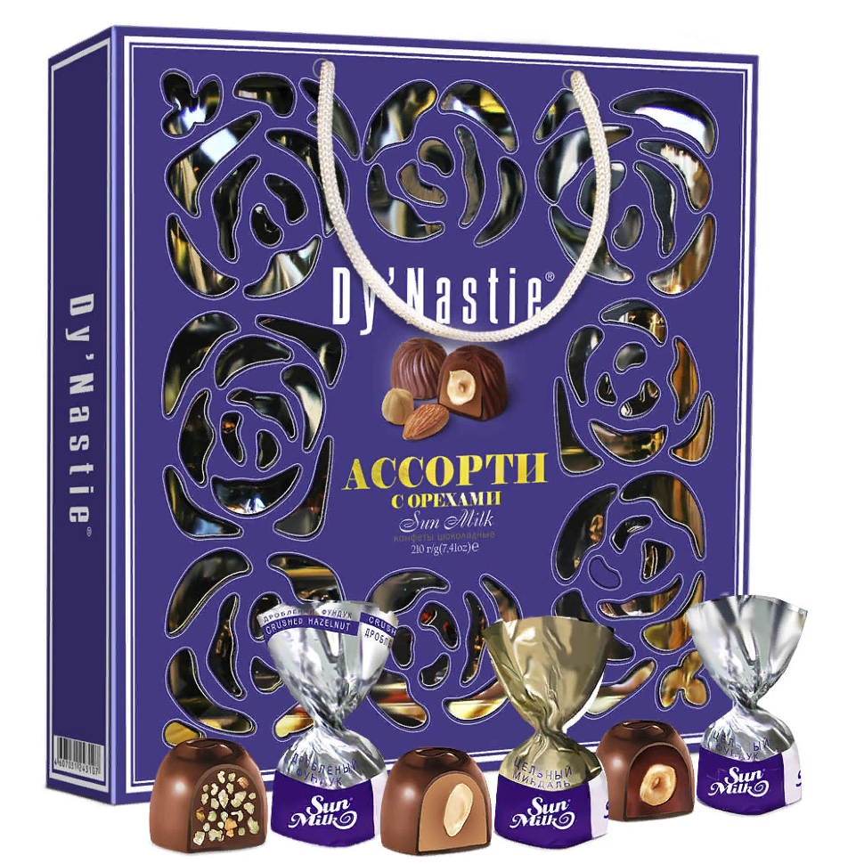  Династия Сумка Конфеты "Ассорти с орехами", 210г     в Салавате